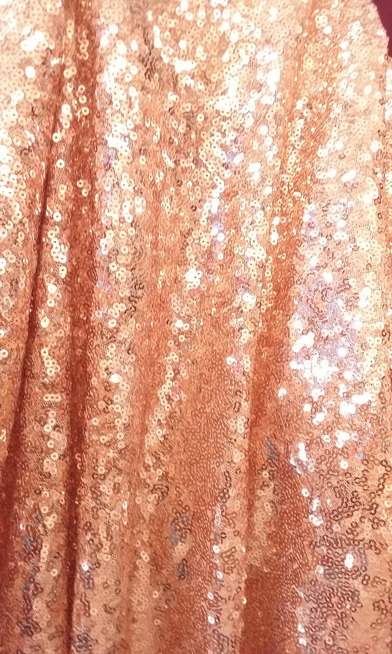 1 Yard Elegant Rose Gold Glitz Sequin Fabric 52/54 Inches Wide